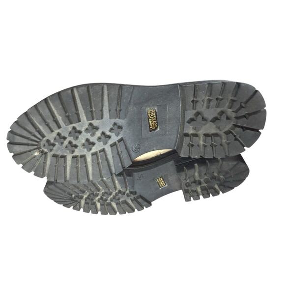 Anthropologie Cream Leather Chelsea Boots Size 6 Chunky Ribbed Ankle Booties - Picture 7 of 7